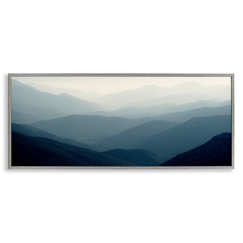 Stupell Foggy Blue Mountains Framed Giclee Art Design By Gemma Bardot - 24 x 10 - Grey