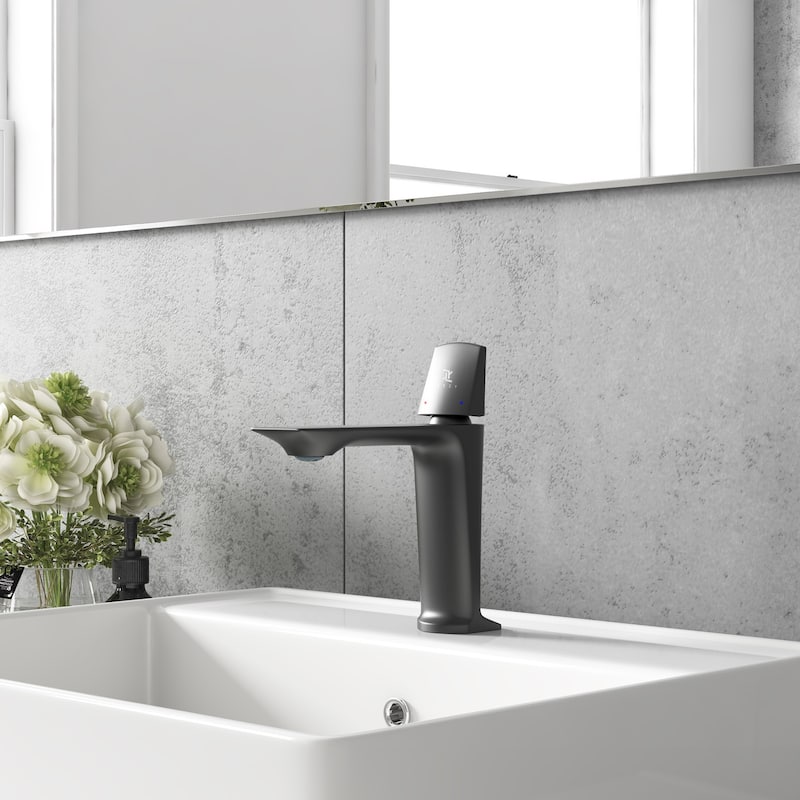 Modern Single Hole Deck Mounted Bathroom Basin Faucet - Black
