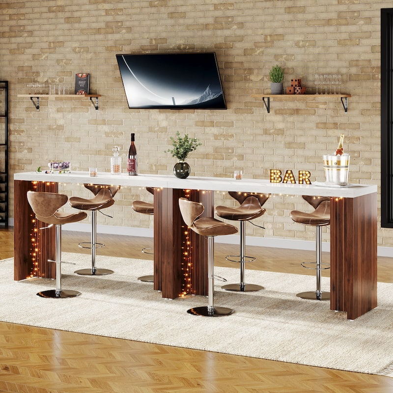 Home Bar Unit, 55.12-Inch Bar Table with Large Tabletop - 55.12" L x 19.69" W x 35.83" H