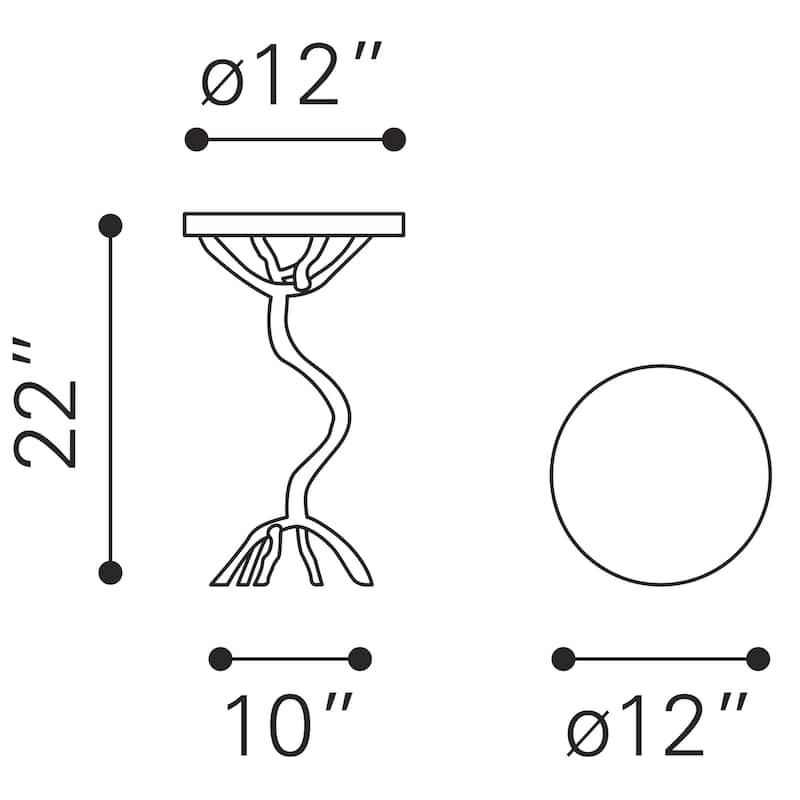 Side Table - 12" W x 12" D x 22" H
