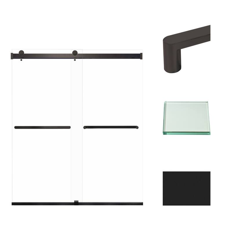 Transolid BRP607008C-R 70" High x 60" Wide Bypass Frameless Shower - Matte Black