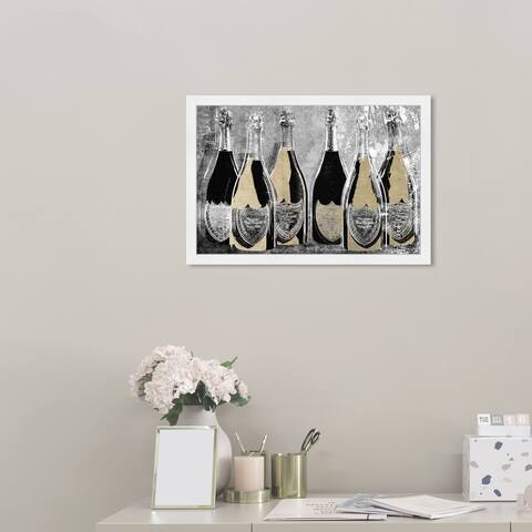 Oliver Gal 'Dom Party Glam' Drinks and Spirits Wall Art Framed Print Champagne - Gold, Black