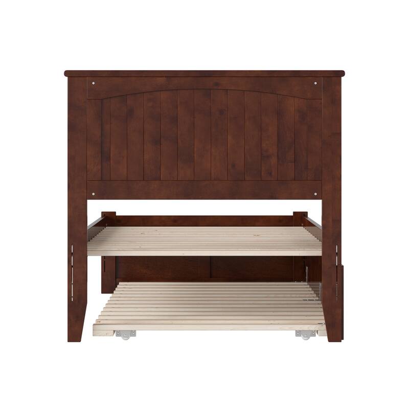 AFI Nantucket Twin Size Platform Bed with Footboard and Twin Trundle in White