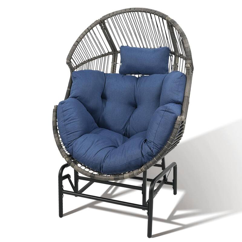 Outdoor Glider Egg Chair with Cushion and Ottoman