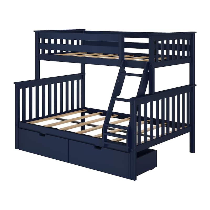 Max and Lily Twin over Full Bunk Bed with Under Bed Storage Drawers