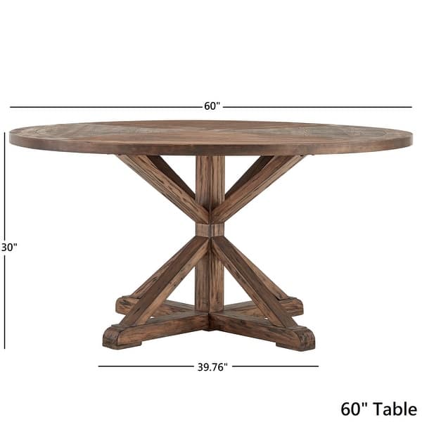 dimension image slide 2 of 4, Benchwright Brown Finish Round Dining Table by iNSPIRE Q Artisan