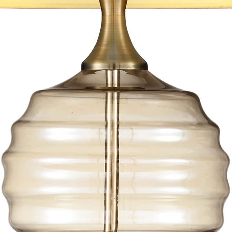 23" Contemporary Bedside Table Lamp with Empire Linen Shade and Glass Base Rotary Switch Plug-In - 22.5"H x 15"W x 15"D