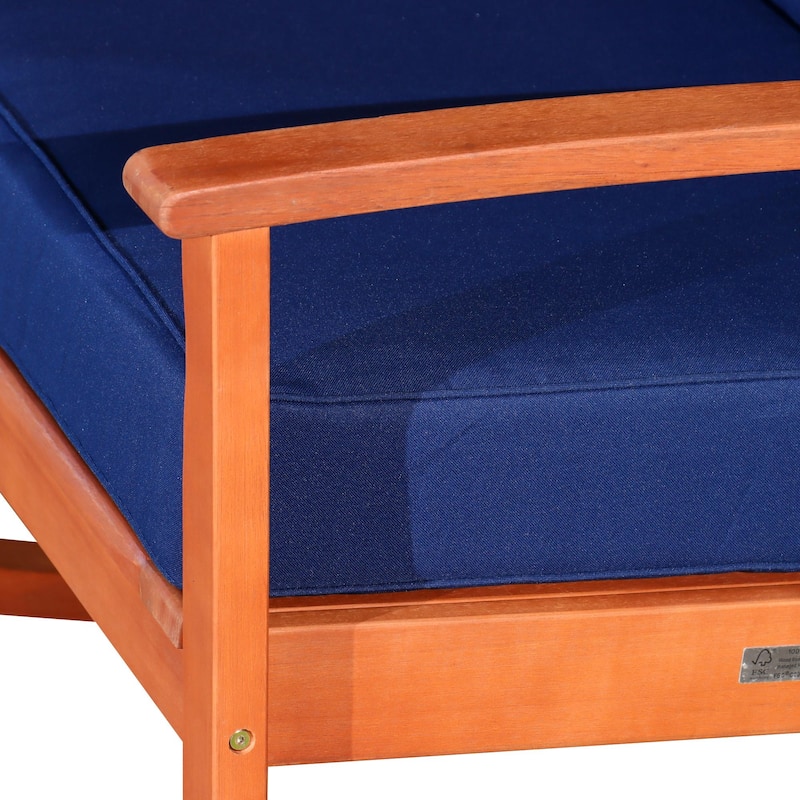 Eucalyptus Rocking Chair with Cushions, Natural Oil Finish