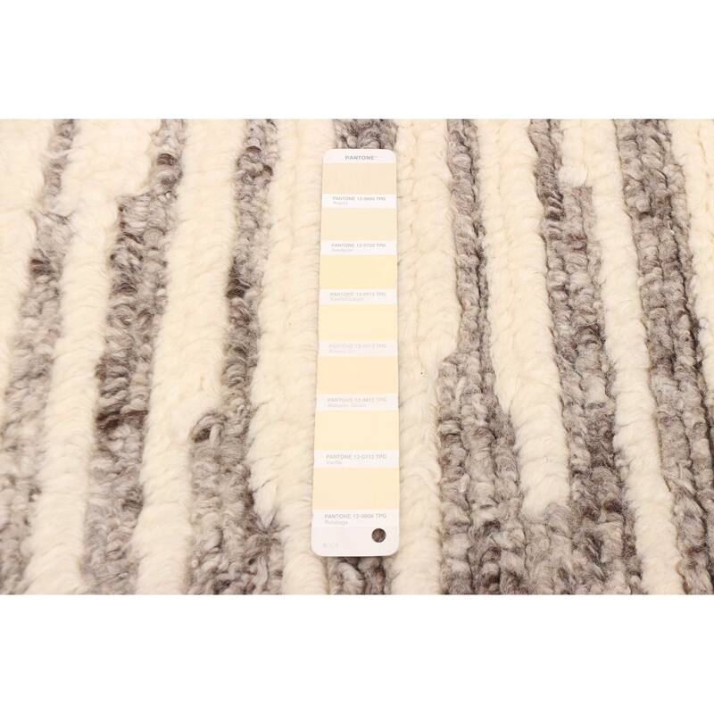 ECARPETGALLERY Hand-knotted Tangier Cream, Grey Wool Rug - 5'1 x 8'0