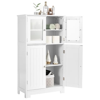 Costway Bathroom Floor Cabinet Storage Organizer Free-Standing w/ - On Sale  - Bed Bath & Beyond - 33239608