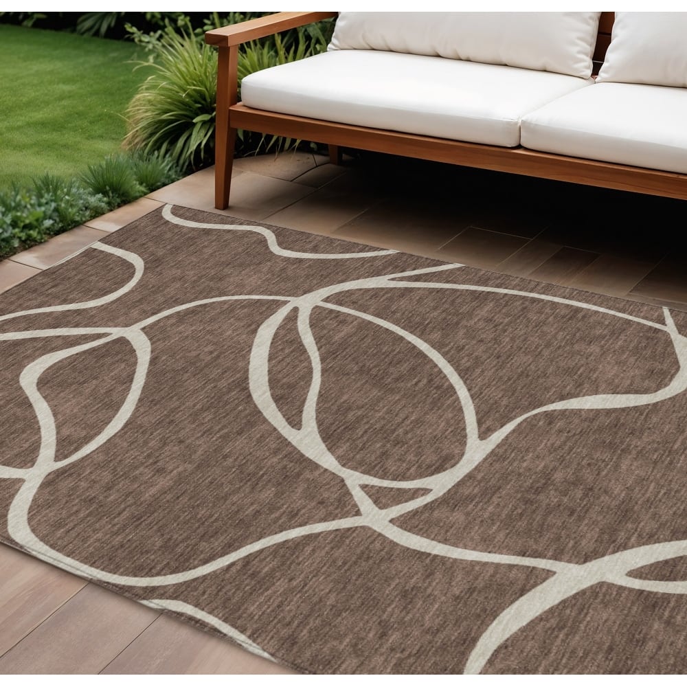 HomeRoots Abstract Transitional Rectangle Outdoor Rug