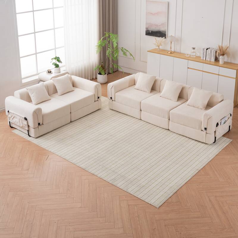 Folding Recliner Sofa 3-seater Straight Row Sectional Sofa Convertible Sleeper Sofa Bed, Fold Out Floor Couch Modular Sofa