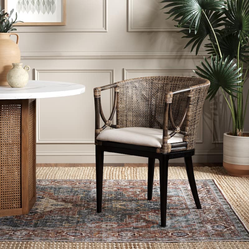 SAFAVIEH Olafia Dining Brown/ Black Arm Chair - 22.3" x 23.3" x 31.5" - 22Wx23Dx32H