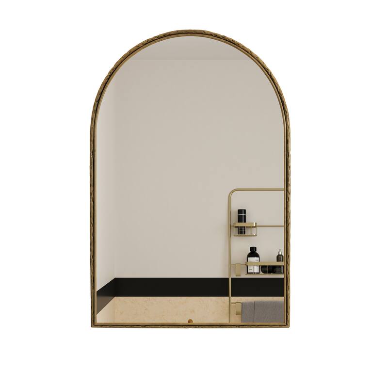 Gold Arched Wall Mirror - Bathroom Vanity & Home Decor