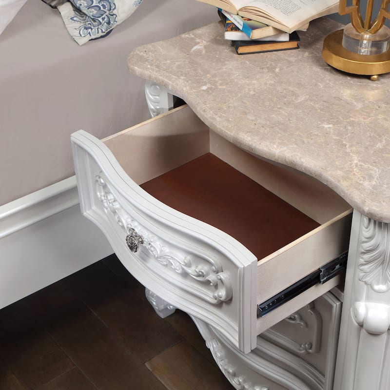 Bednara Victorian Marble 2-Drawer Nightstand by Furniture of America