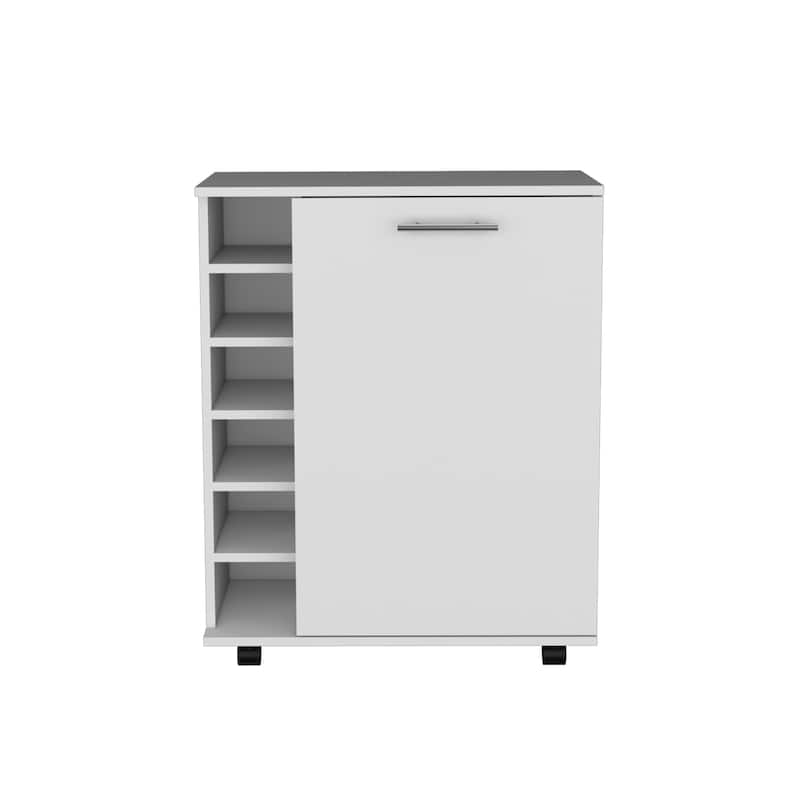 Wick Bar cart with Integrated Wine Storage, Spacious Cabinet and Smooth Rollers - White