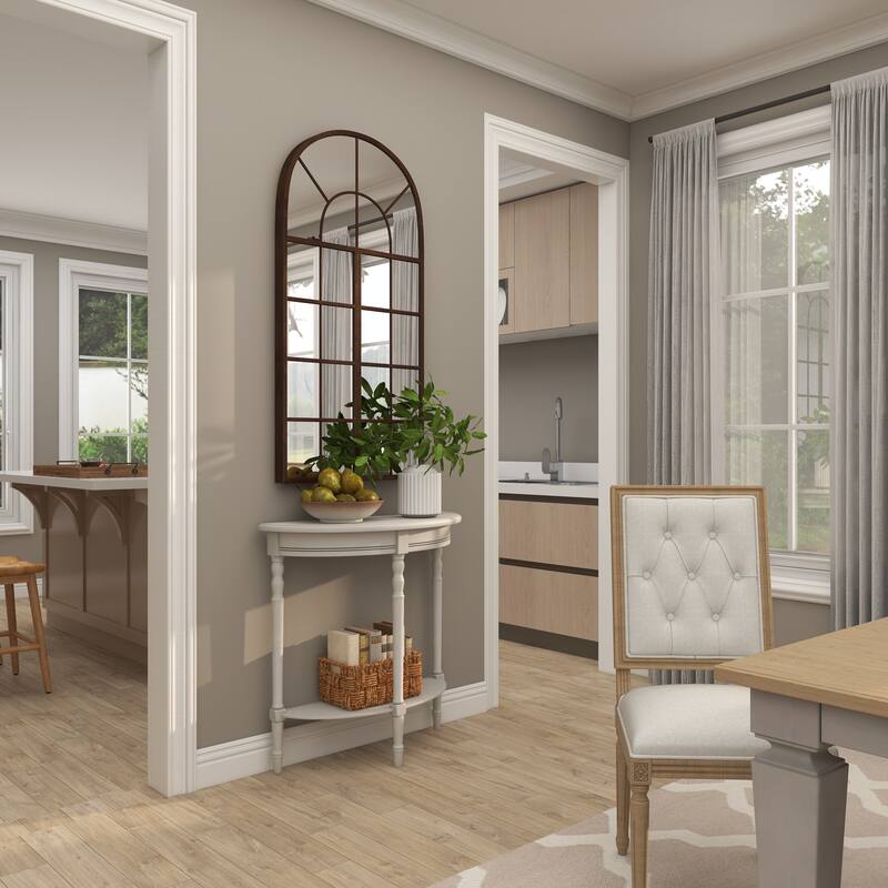 Light Gray Wood Half Moon 1 Shelf Console Table