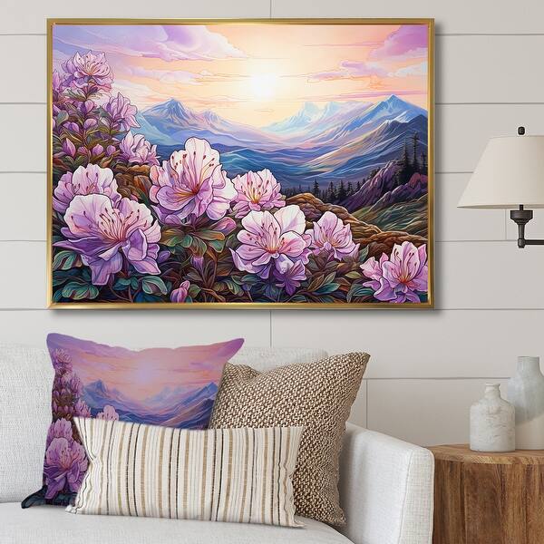 Designart "Pink Rhododendron Field In Mountain" Rhododendron Framed Wall Art  Prints - Bed Bath & Beyond - 40281632