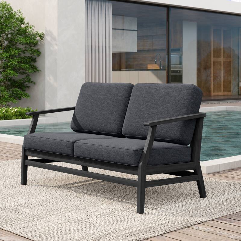 Patio Teak Wood Outdoor Loveseat Sofa with Cushions