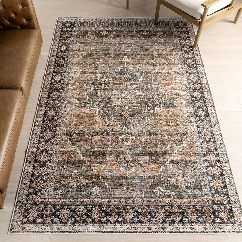 Nuloom Purdie Medallion SplashGuard Machine Washable Area Rug