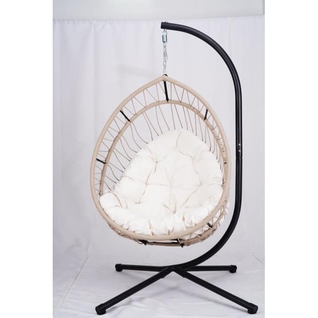 HDPE Egg Hanging Chair with Stand - 350lb Capacity Outdoor/Indoor Swing Chair
