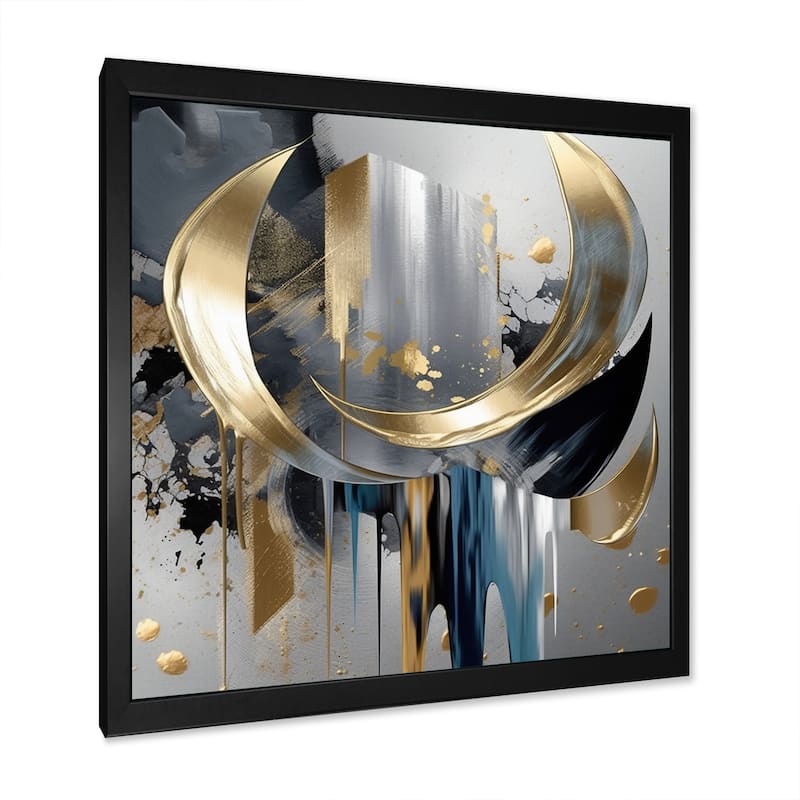 Designart "Abstract Shapes And Lines I" Abstract Marble Framed Canvas Prints