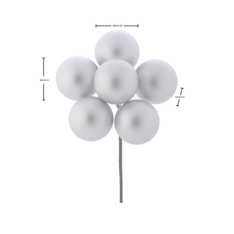 60mm Shatterproof Plastic 6 Bunch Matt Stemball Set of 6