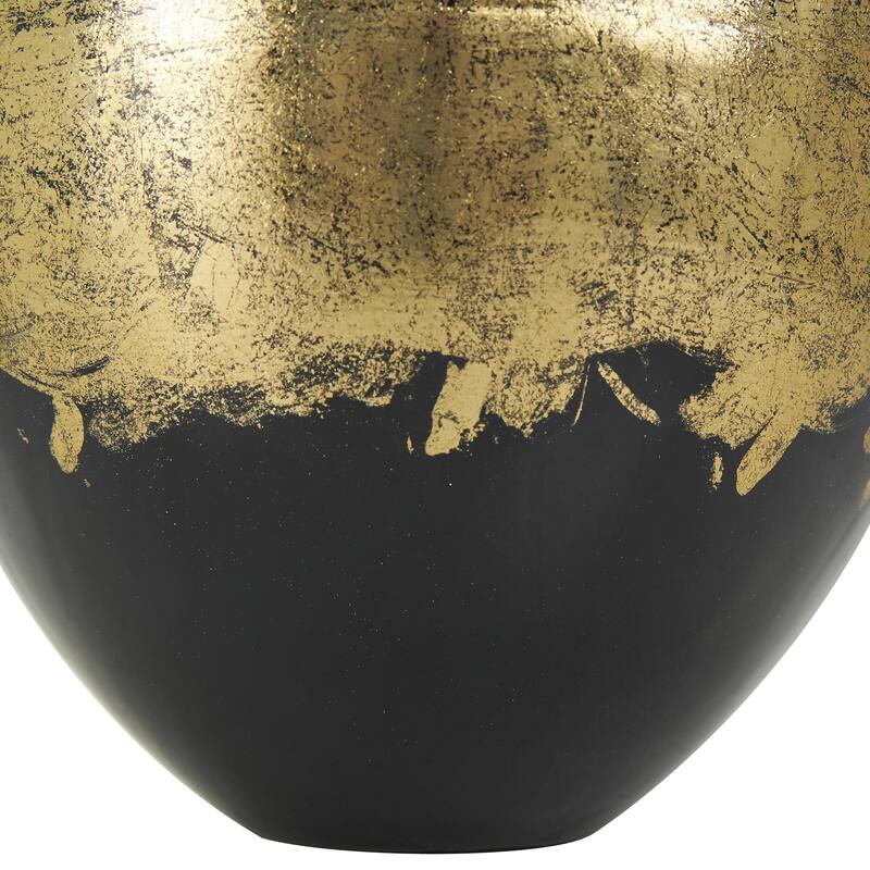 Metal Abstract Decorative Vase with Gold Detailing - Black - Roche River Decor