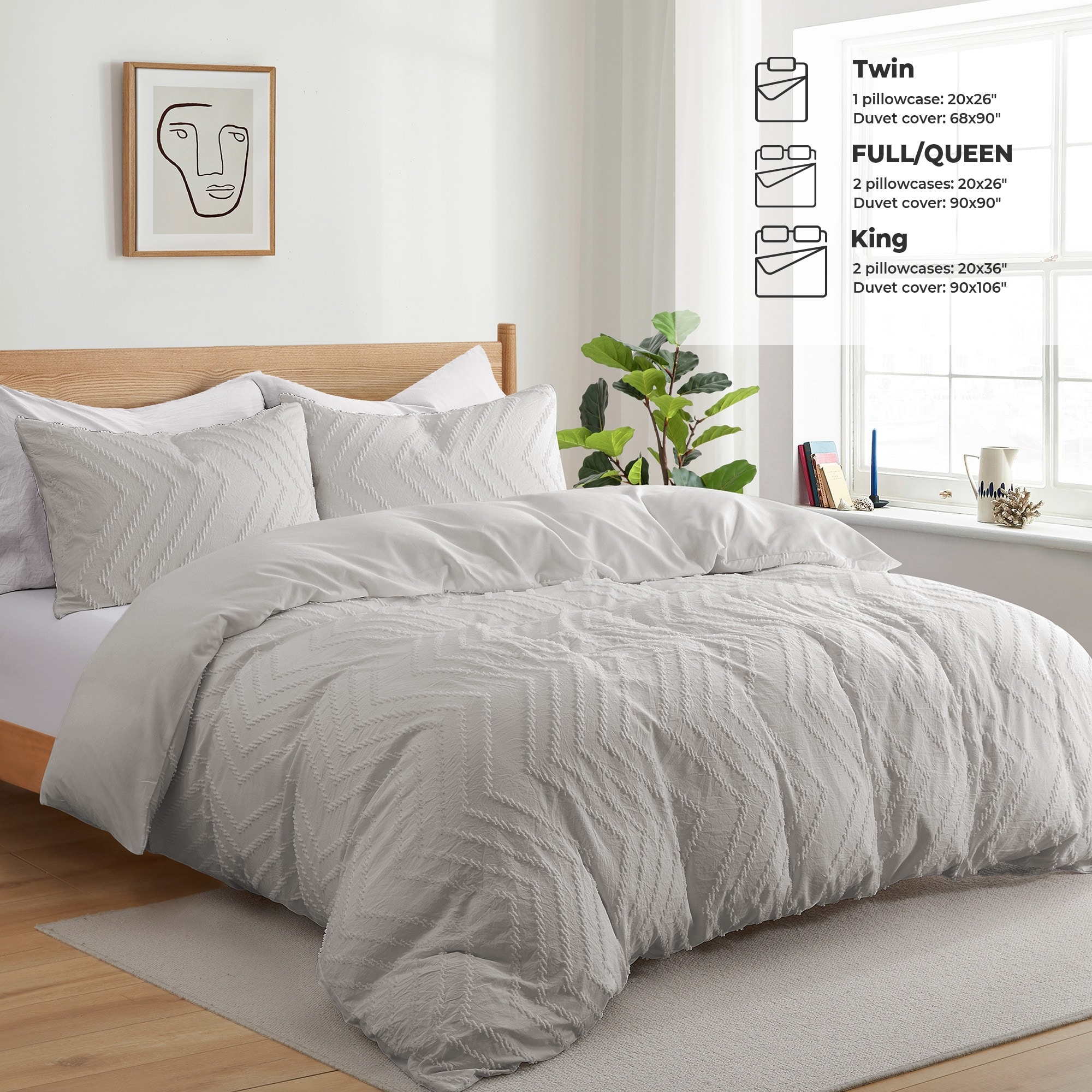 Tufted Clipped Jacquard Geometric Oversized Duvet Cover & - Picture 111 of 127