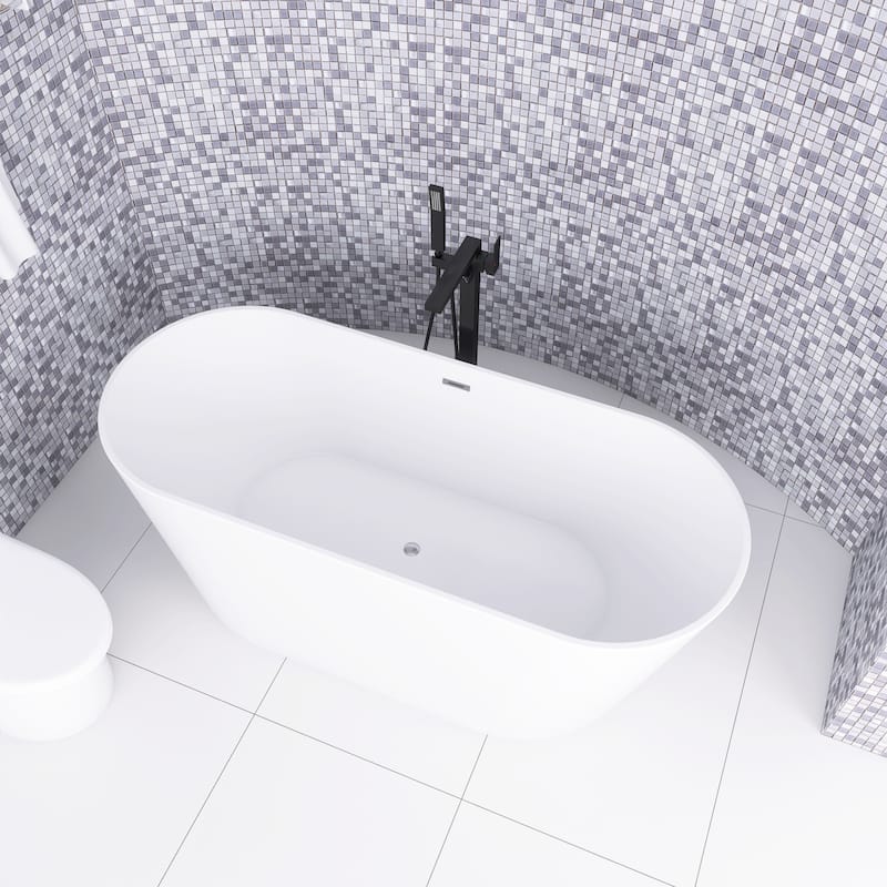 Acrylic Freestanding Soaking Bathtub in Gloss White