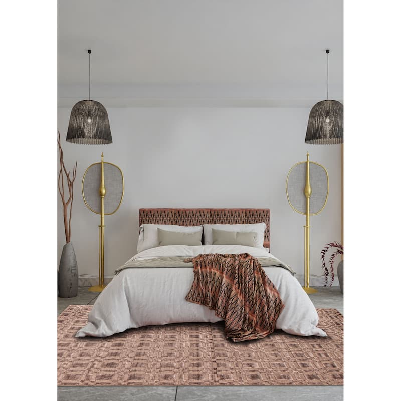 ECARPETGALLERY Hand Loomed Kashkuli Gabbeh Tan Viscose Rug - 5'2 x 7'4
