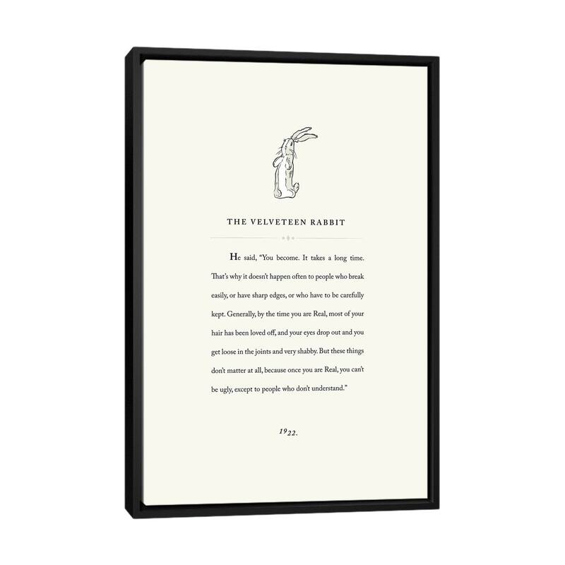 iCanvas "Velveteen Rab3it Book Page Illustration" by Holly Van Wyck Framed Canvas Print - Black - 40x26