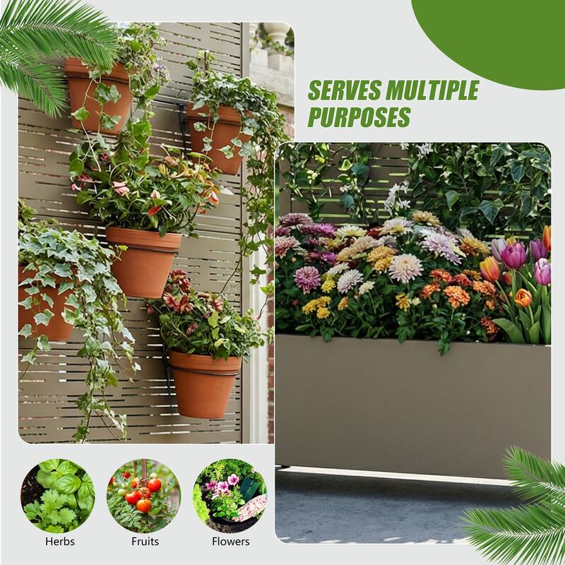 Raised Garden Bed Planter with Trellis Movable Planter Box with Lockable Wheels