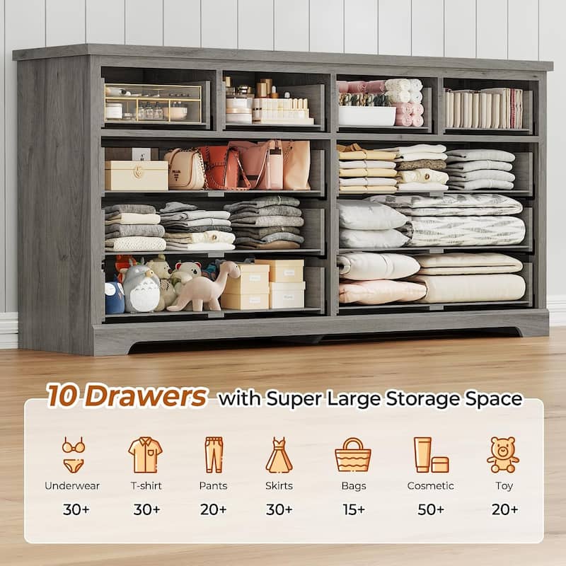 Farmhouse Drawers Dresser for Bedroom Storage Dressers Organizer