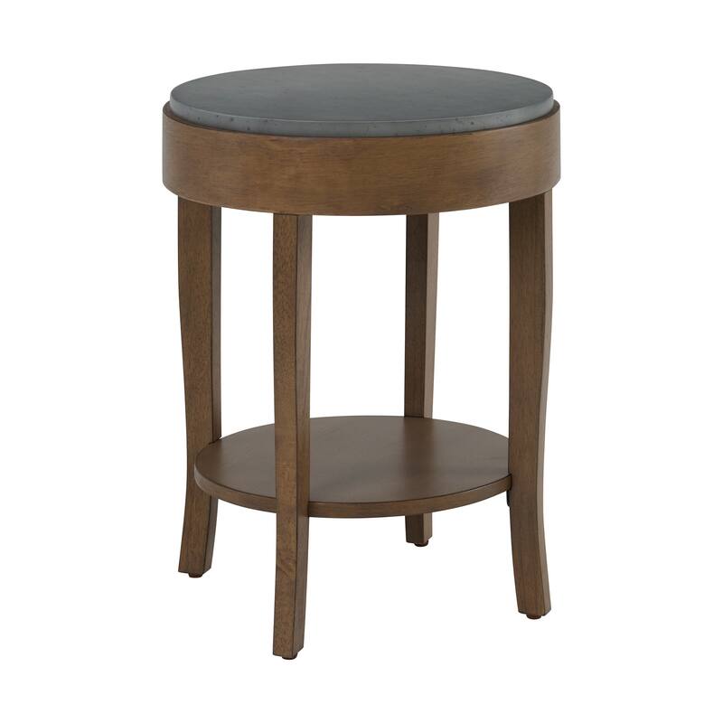 Solvar Gray and Natural Round Wood Accent End Table