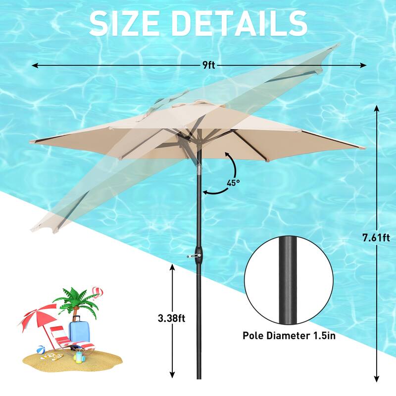 Ainfox Patio Umbrella Without Base for Garden Patio