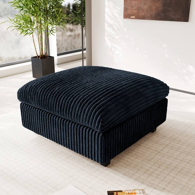 39.37'' Oversized Down Filled Overstuffed Upholstered Ottoman - Black