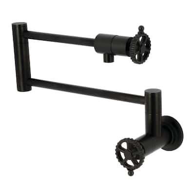 Kingston Brass Fuller Two-Handle 1-Hole Wall Mount Pot Filler Faucet