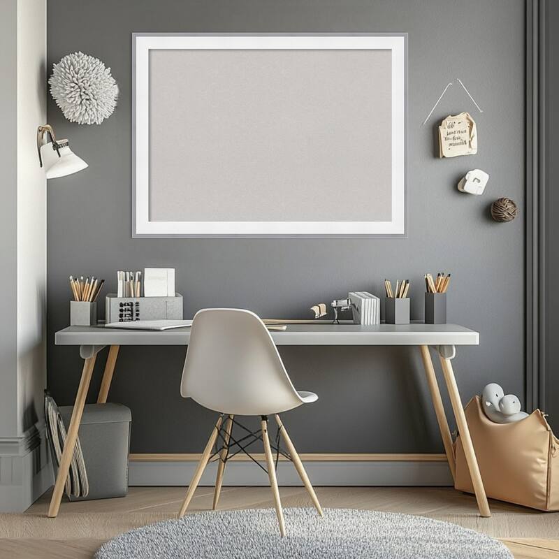 Maya White Silver Framed Cork Board - Bulletin Board, Organization Board, Pin Board