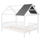 preview thumbnail 9 of 33, Full Size Wood House Bed with Fence, White+Gray
