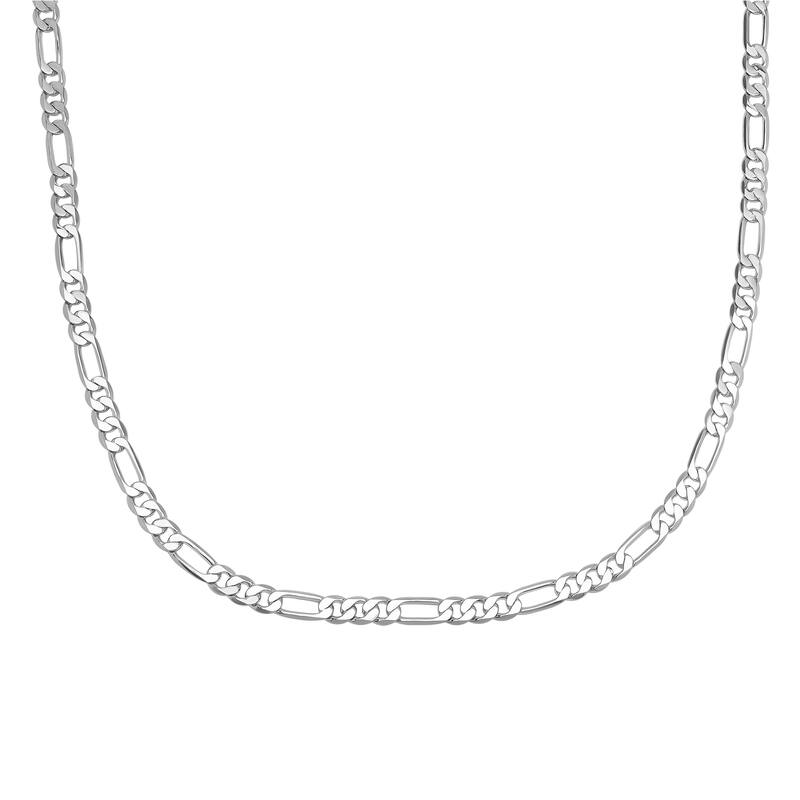 Victoria Townsend Silver Plated Figaro Link Chain Necklace - 18 Inch - White