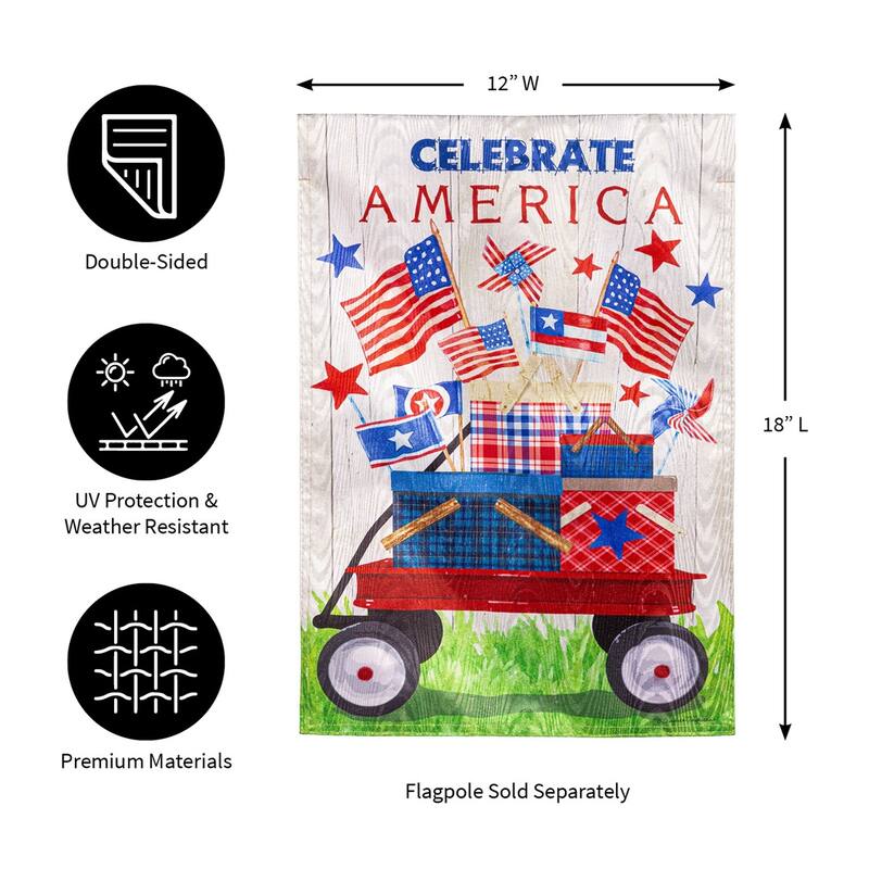 Vintage Patriotic Wagon Moire Garden Flag