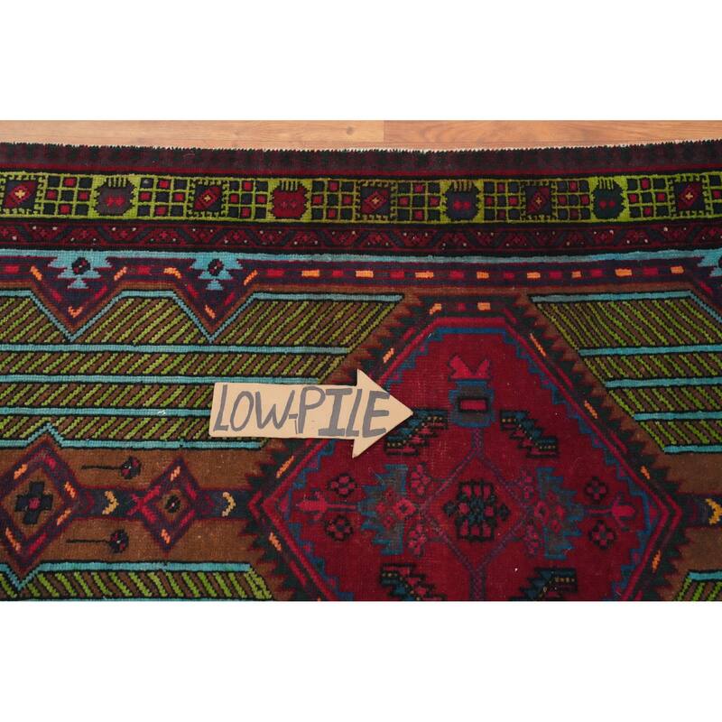 Hand Knotted Oriental 100% Wool Carpet Traditional Tribal Navy Blue & Blues Ardebil Runner Rug - 7' 1'' X 3' 0''