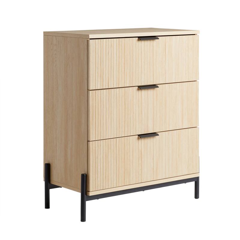 Middlebrook Designs Three Drawer Chest with Reeded Drawer Fronts