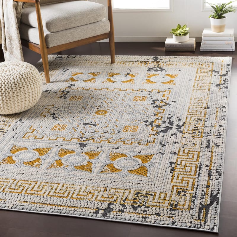 Livabliss Venezia Eclectic Oriental Area Rug - 3' 11" x 5' 7" - Mustard