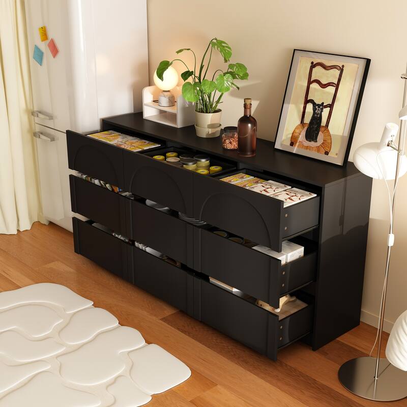White 9-Drawer Dresser with Modern Design and Safety Features