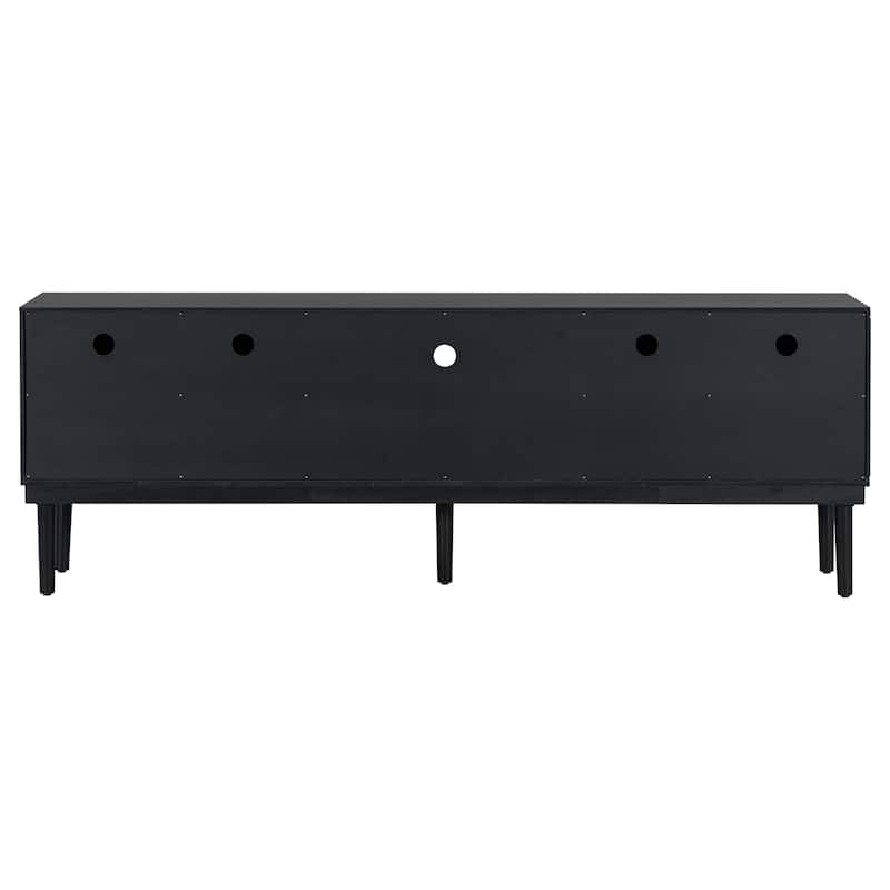 74.9"Modern TV Stand with Vertical Striped Sliding Doors - Space-Saving Media Console with Stylish Storage