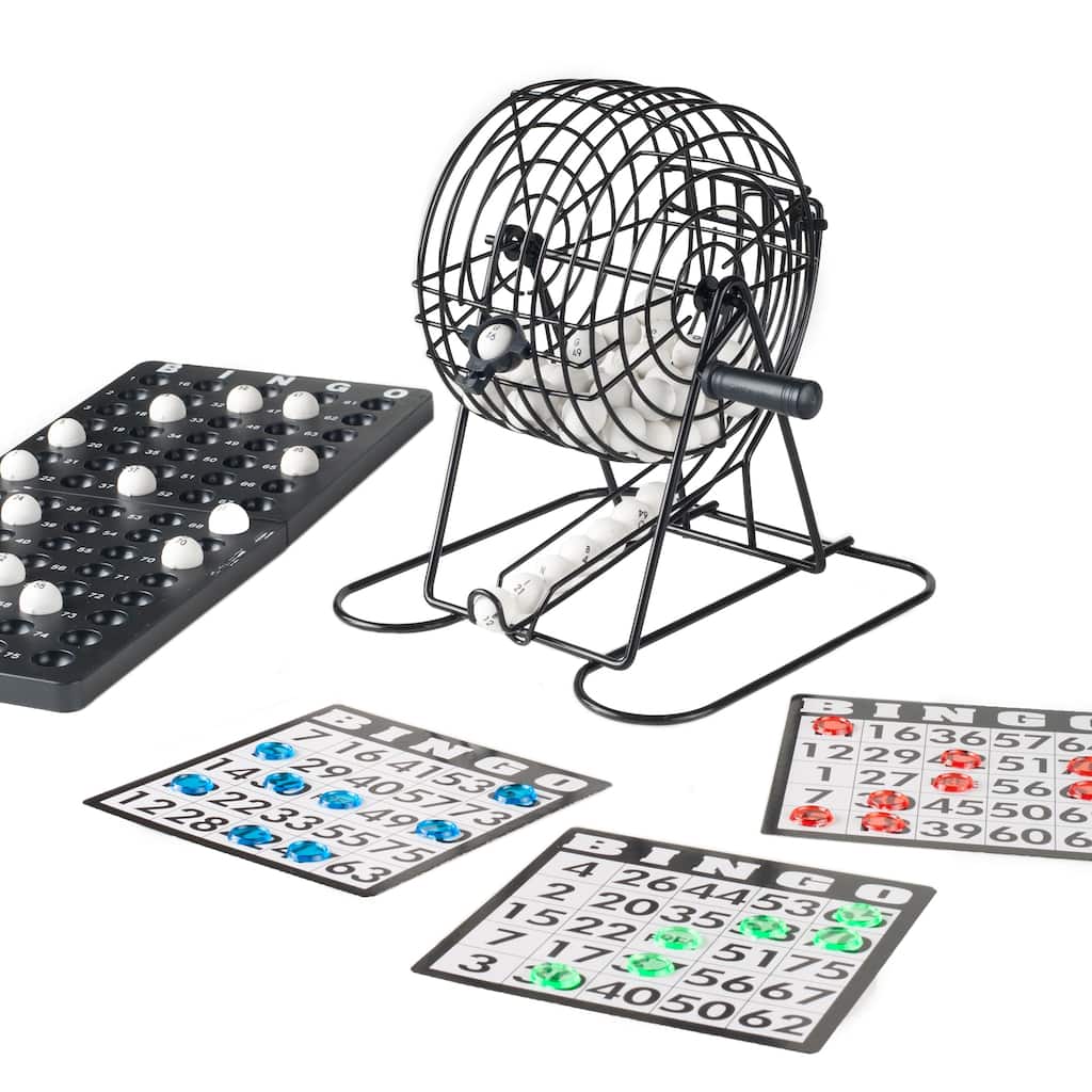 Complete Bingo Set Deluxe Classic Carnival and Casino Game with Tumbler Cage, Master Board, Sheets, and Markers by Hey Play