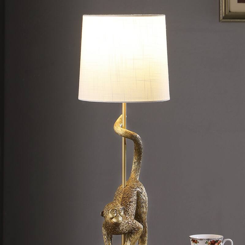 24" In Wildlife Old World Gold Capuchin Monkey Polyresin Table Lamp