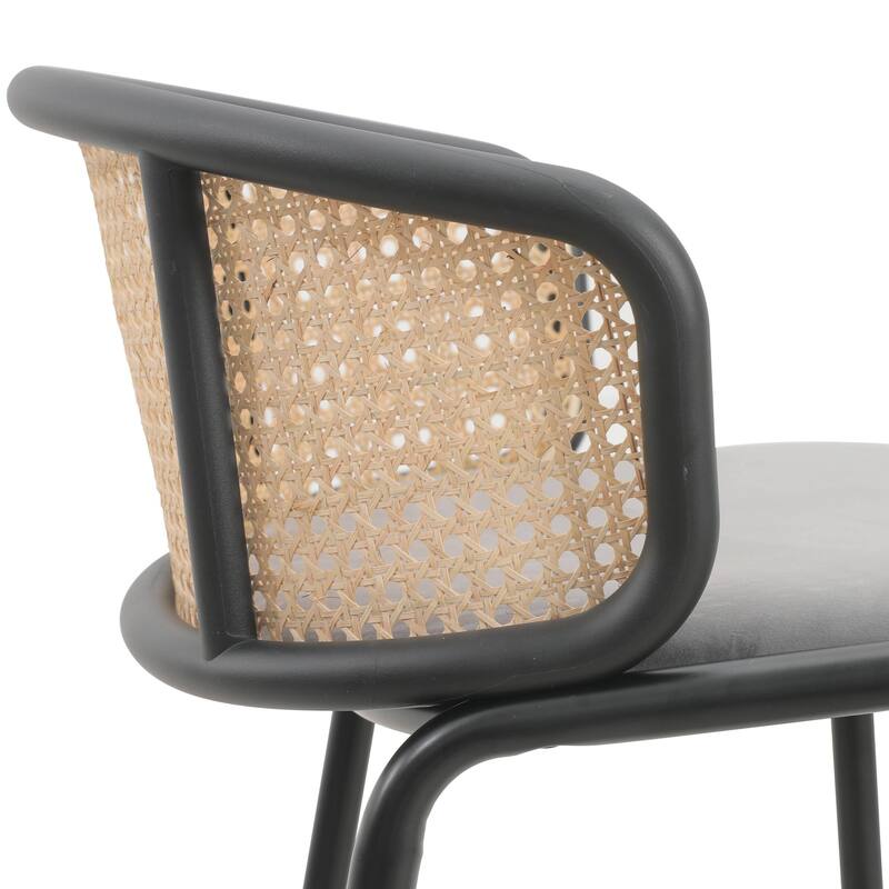 LeisureMod Ervilla Bar Stool with Black Powder Coated Steel Frame Set of 2 - 37"